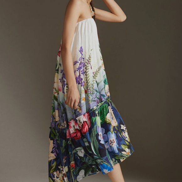 ANTHROPOLOGIE Strapless Maxi Dress, Ivory Floral, NWT! - Picture 3 of 14